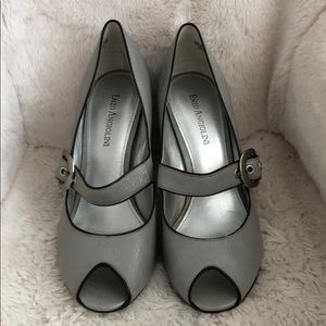 NWT Gray Peep-Toe Heels